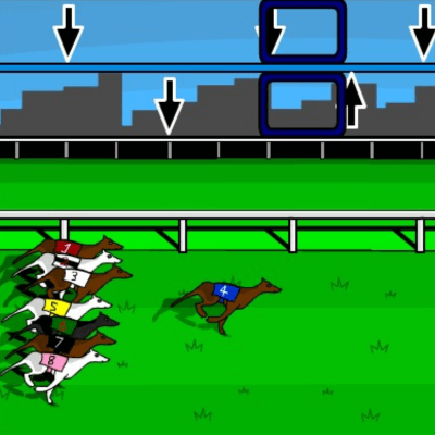 Greyhound Racer Rampage race, the dogs are at the starting line